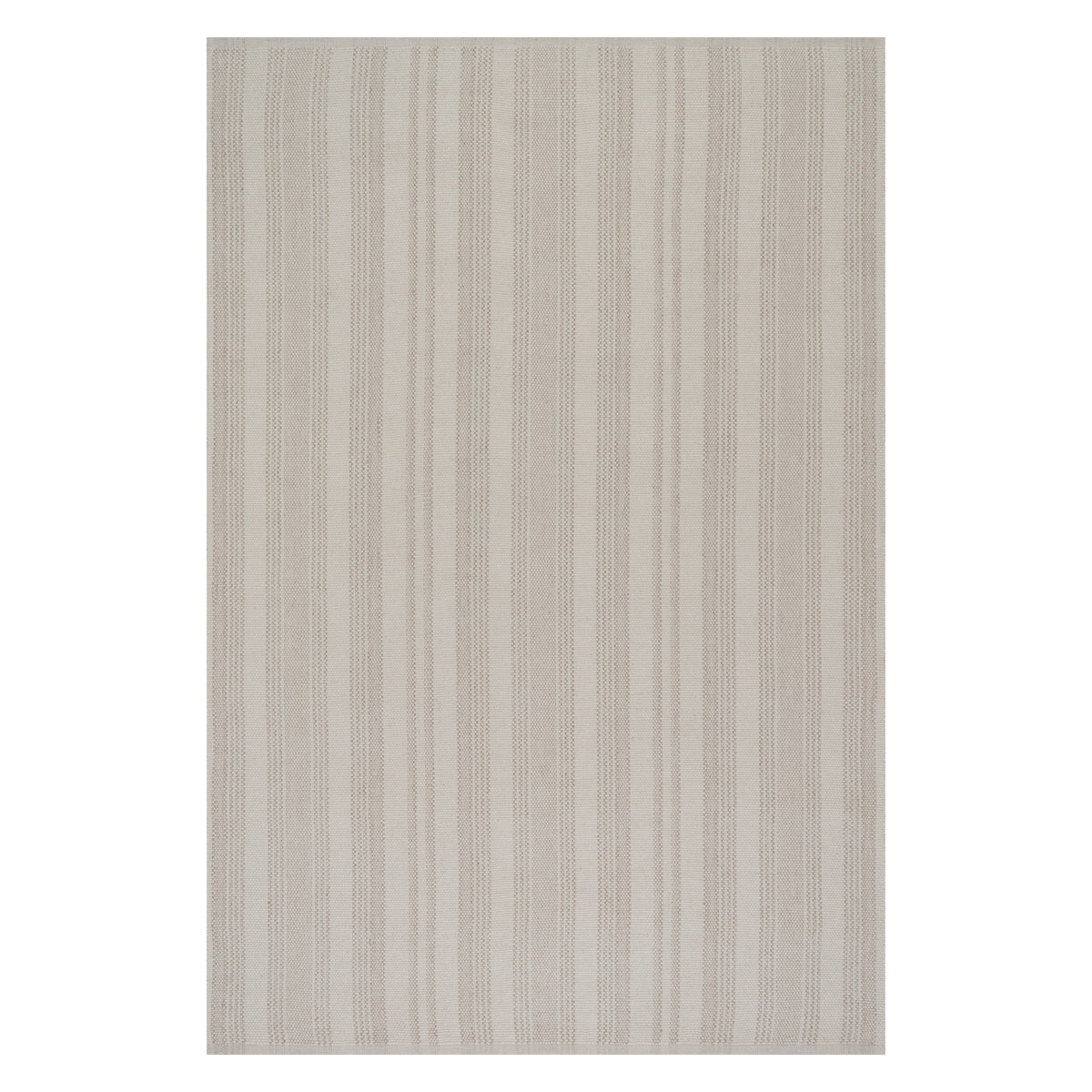 Dash & Albert Nexel Striped Farmhouse Rug in Tan, on white