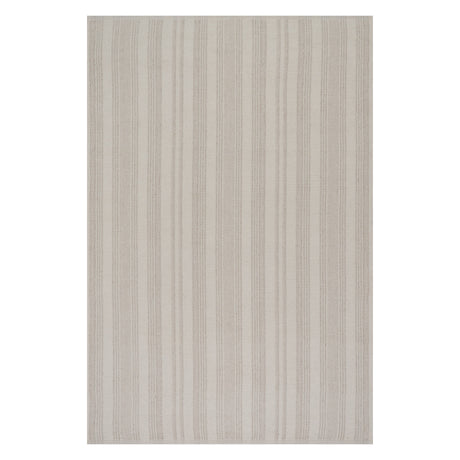 Dash & Albert Nexel Striped Farmhouse Rug in Tan, on white