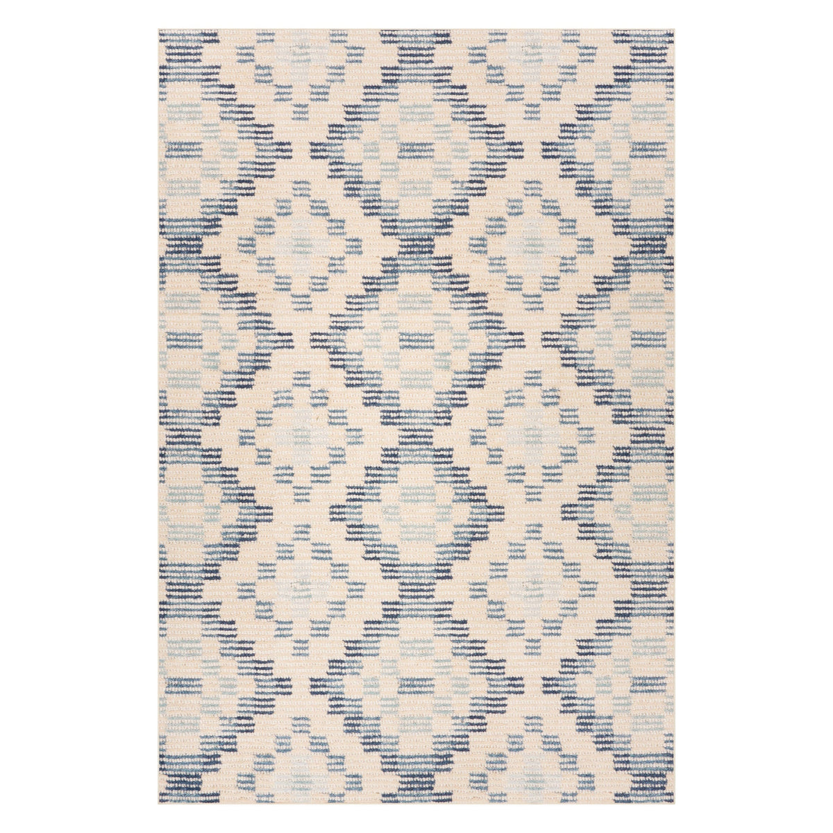 Dash & Albert Orzalla Southwestern Diamond Washable Rug in Blue, on white