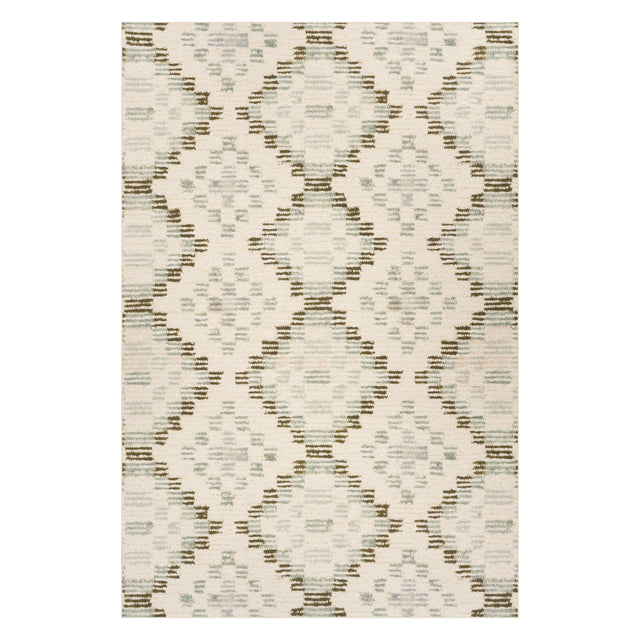 Dash & Albert Orzalla Southwestern Diamond Washable Rug in Green, on white