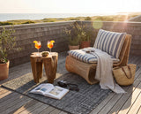 Dash & Albert Fusion Handwoven Indoor/Outdoor Rug in Black, deck setting