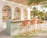 Dash & Albert Fusion Handwoven Indoor/Outdoor Rug in Sage, outdoor bar setting