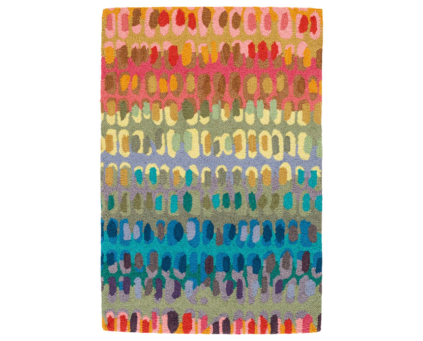 Multicolored patterned rug on a white background