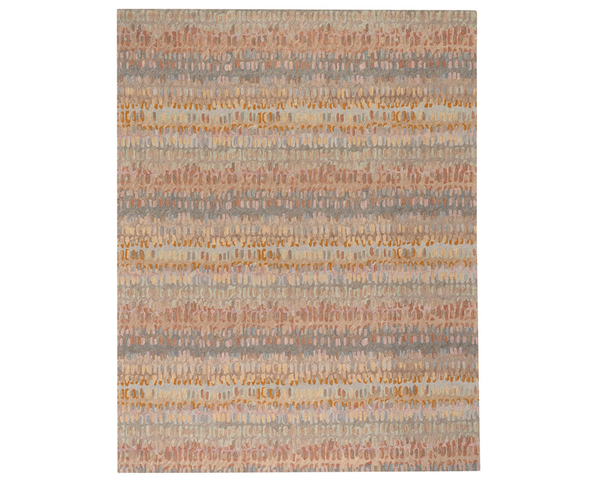 Rug with paint chip pattern on a plain background