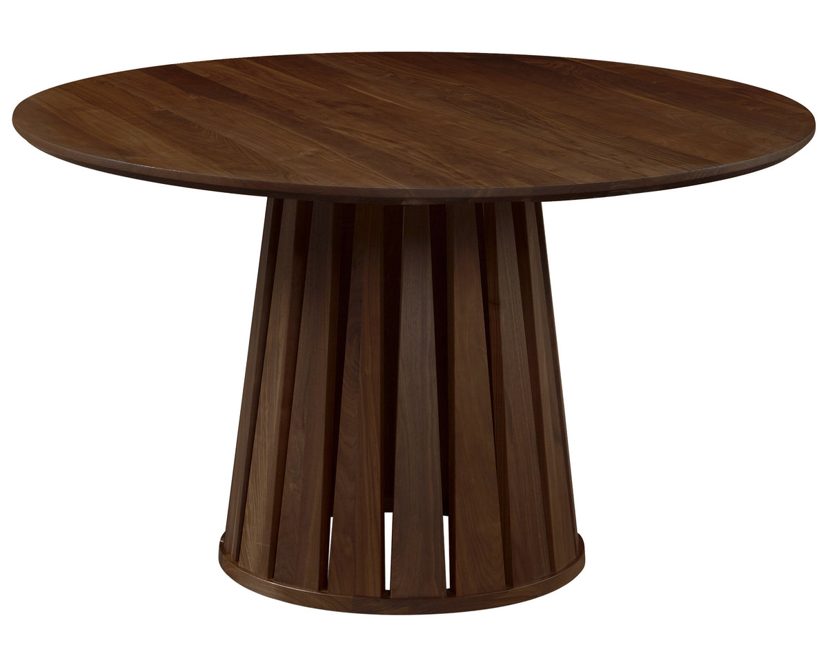 West Bros Phase 50" Round Pedestal Table in 80 Walnut, on white