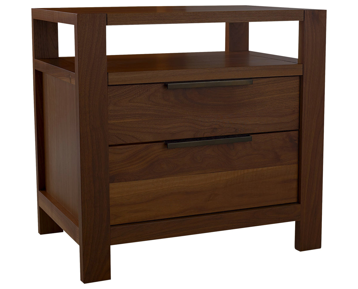 West Bros Phase Bedside Chest in 80 Walnut, on white