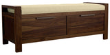West Bros Phase Bench in 80 Walnut, with Neil 020 upholstery, on white