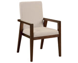 West Bros Phase Parson Style Arm Chair in 80 Walnut, with Dean 061 upholstery, on white