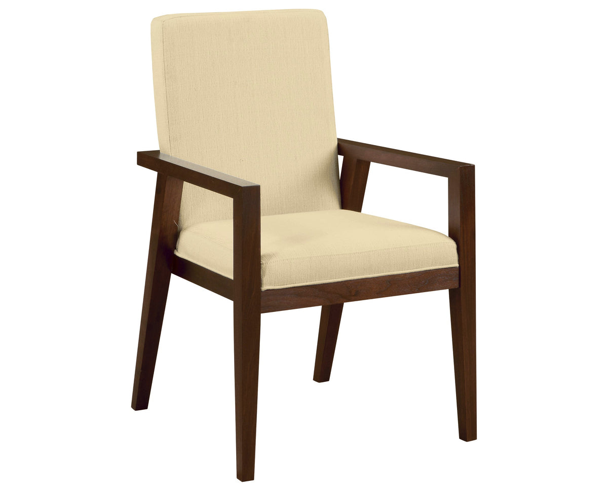 West Bros Phase Parson Style Arm Chair in 80 Walnut, with Neil 020 upholstery, on white