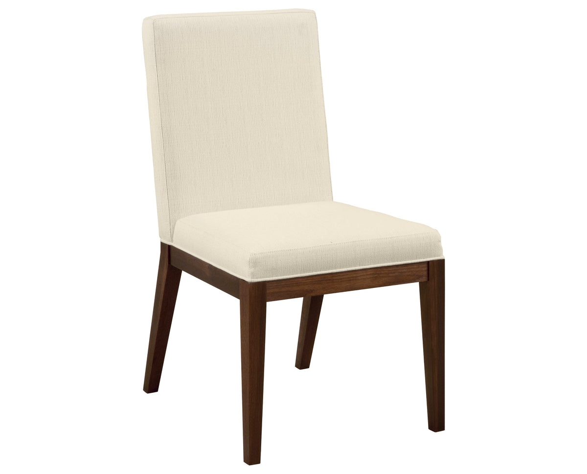 West Bros Phase Parson Style Side Chair in 80 Walnut, with Neil 010 upholstery, on white
