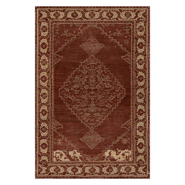 Dash & Albert Quenl Vintage Handmade Wool Rug in Red, on white