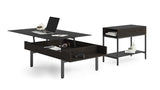 BDi Reveal 1196 End Table in Charcoal Stained Ash, with the matching lift-top coffee table, on white