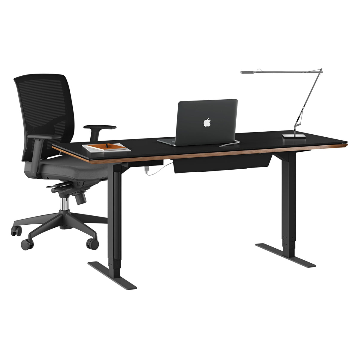 BDi Sequel 20 Sit + Stand Desk in Natural Walnut, on white