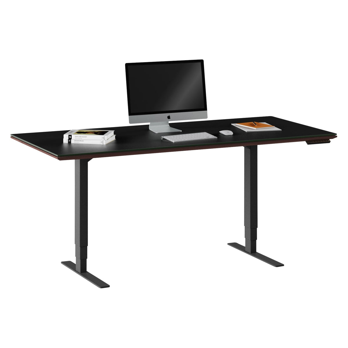 BDi Sequel 20 Sit + Stand Desk in Chocolate Stained Walnut, on white