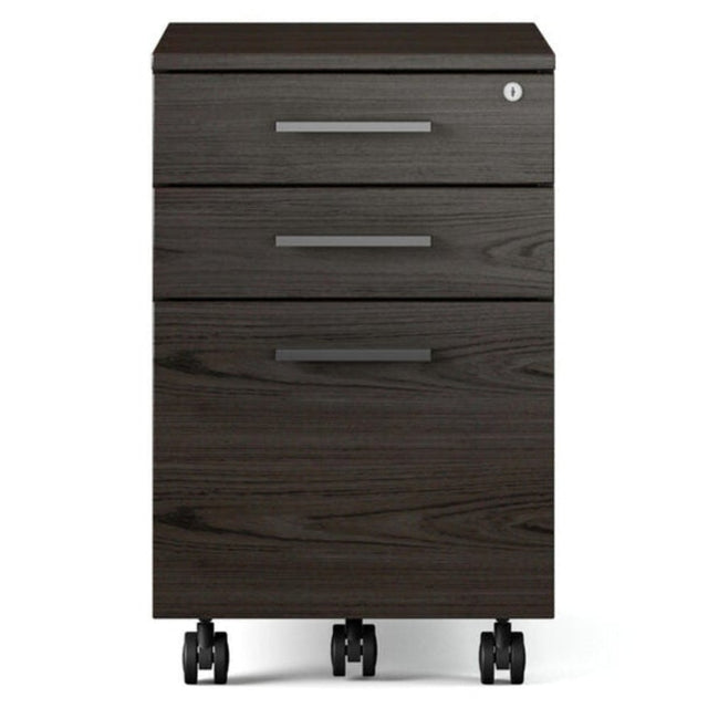 BDi Sequel 20 6107 Mobile File Cabinet in Charcoal Stained Ash, on white