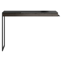 BDi Sequel 20 6112 Desk Extension in Charcoal Stained Ash, on white, Black metal colour