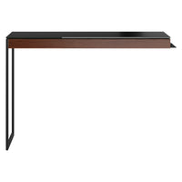 BDi Sequel 20 6112 Desk Extension in Chocolate Stained Walnut, on white, Black metal colour