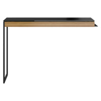 BDi Sequel 20 6112 Desk Extension in Natural Walnut, on white, Black metal colour