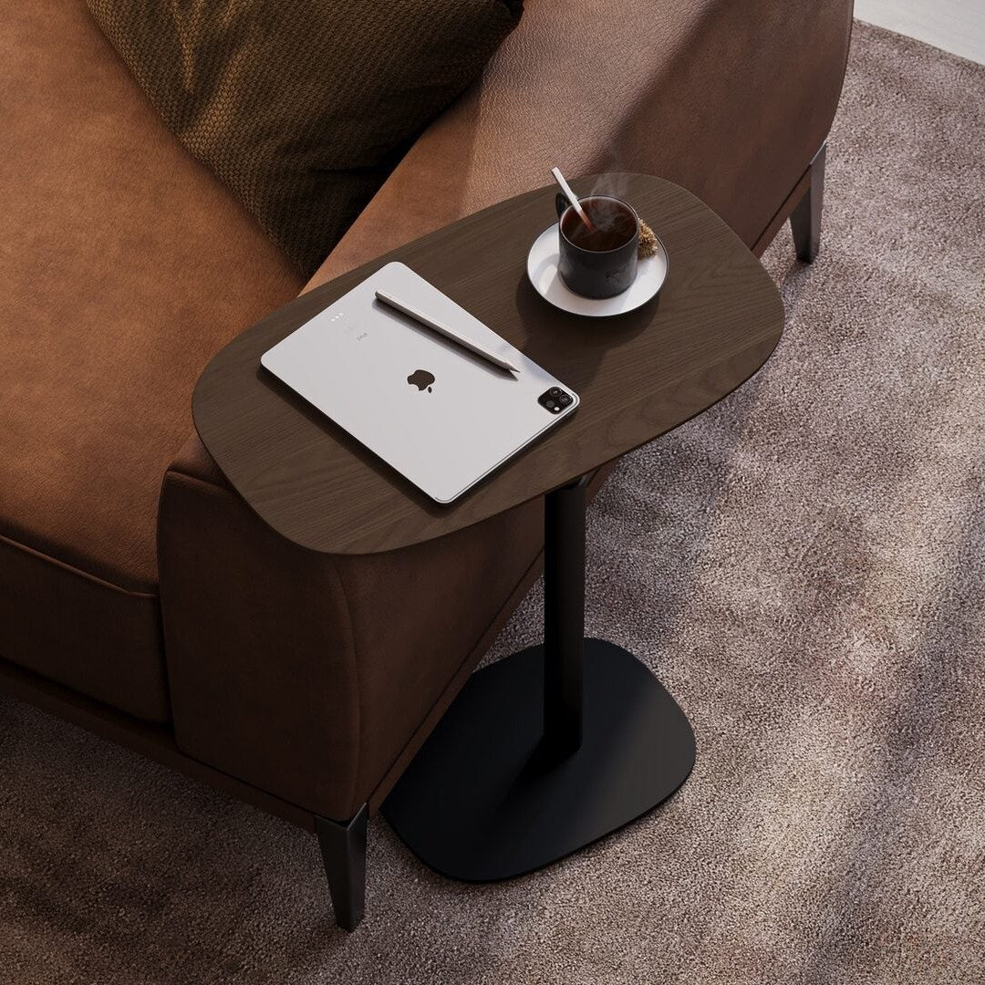 BDi Serif 1045 Adjustable Side/Laptop Table in Toasted Oak, in a room setting
