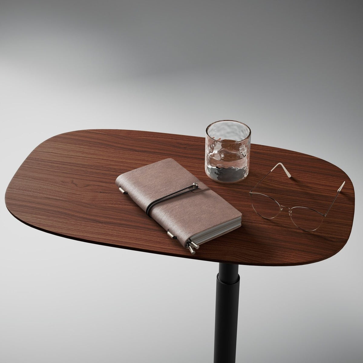 BDi Serif 1045 Adjustable Side/Laptop Table in Chocolate Stained Walnut, in a room setting