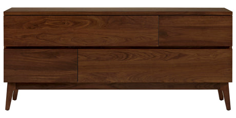 West Bros Serra 4 Drawer Dresser in 80 Walnut, with wood drawer fronts, on white