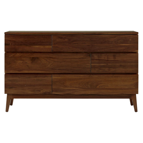 West Bros Serra 6 Drawer Dresser in 80 Walnut, with wood drawer fronts, on white