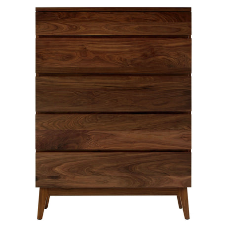 West Bros Serra Chest of Drawers in 80 Walnut, with wood drawer fronts, on white