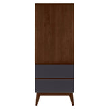 West Bros Serra Dressing Tower in 80 Walnut, with Slate Lacquer drawer fronts, on white