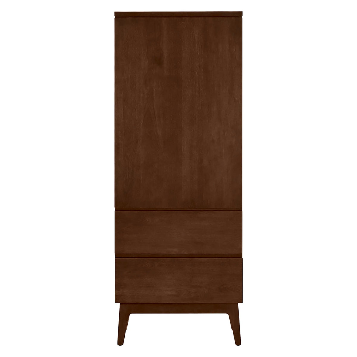 West Bros Serra Dressing Tower in 80 Walnut, with wood drawer fronts, on white