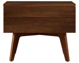 West Bros Serra Night Table in 80 Walnut, with wood drawer fronts, on white