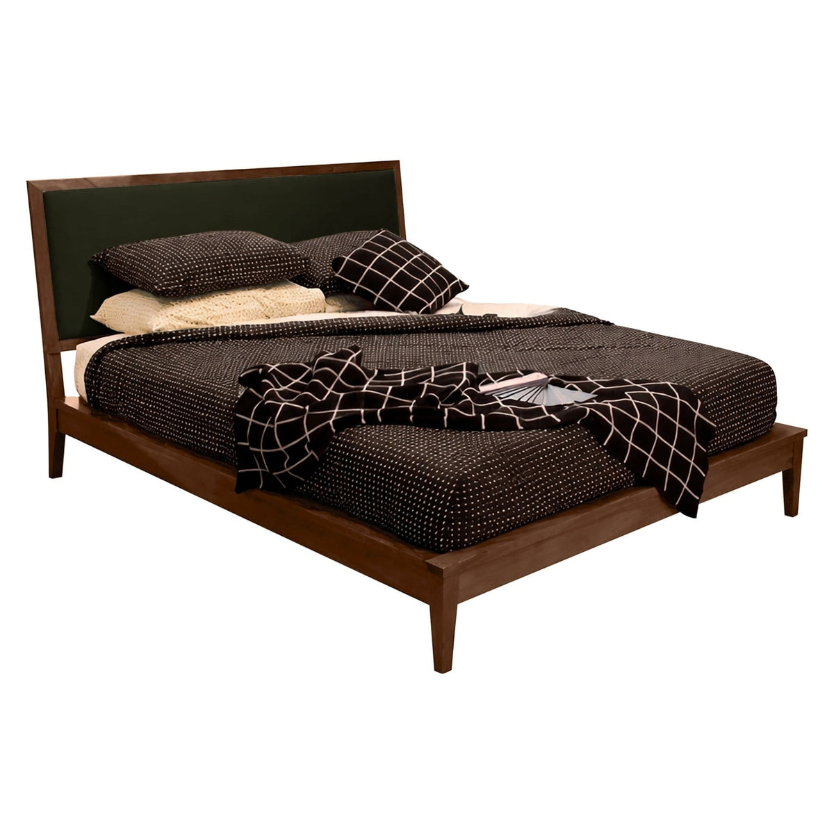 West Bros Serra Platform Bed in 80 Walnut, with the Ballad 059 headboard, on white