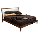 West Bros Serra Platform Bed in 80 Walnut, with the Wonderful 010 headboard, on white