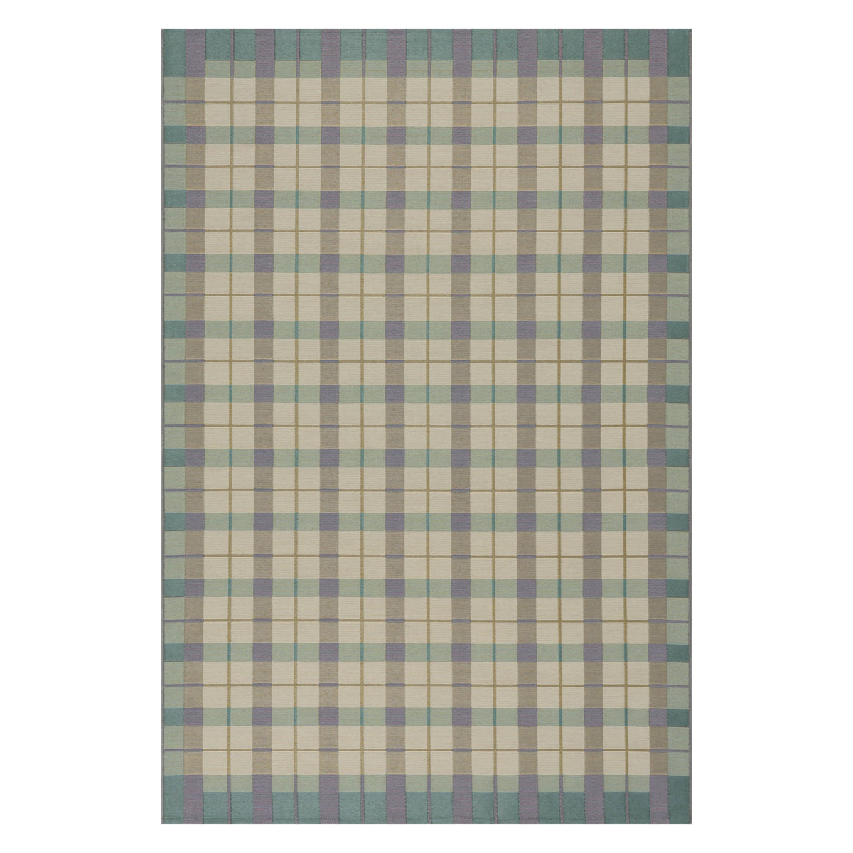 Dash & Albert Sundara Modern Plaid Indoor/Outdoor Rug in Blue Multi, on white