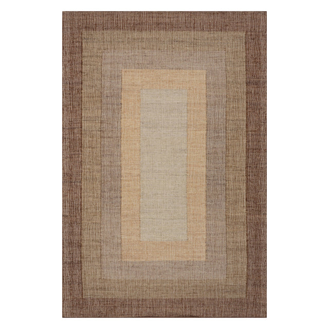 Dash & Albert Tavira Modern Bordered Indoor Rug in Brown, on white