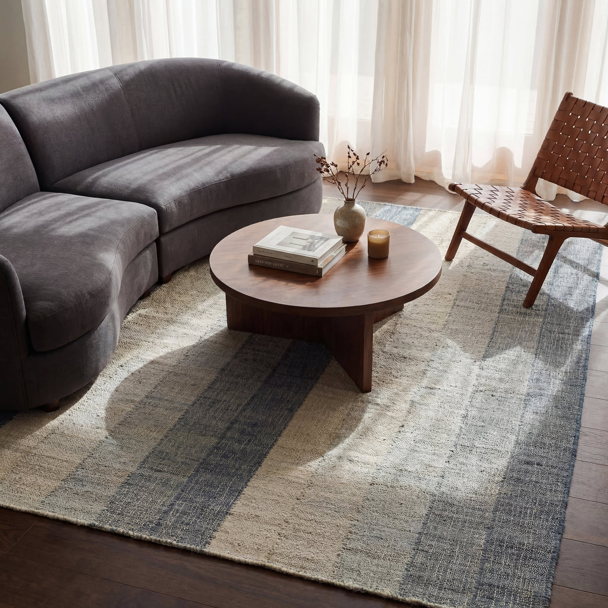 Dash & Albert Tayo Modern Striped Indoor Rug in Blue, photo 2
