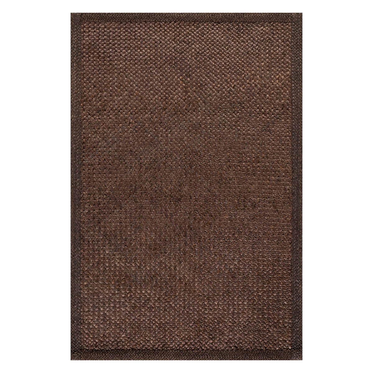 Dash & Albert Thale Textured Handmade Jute Rug in Chocolate Brown, on white