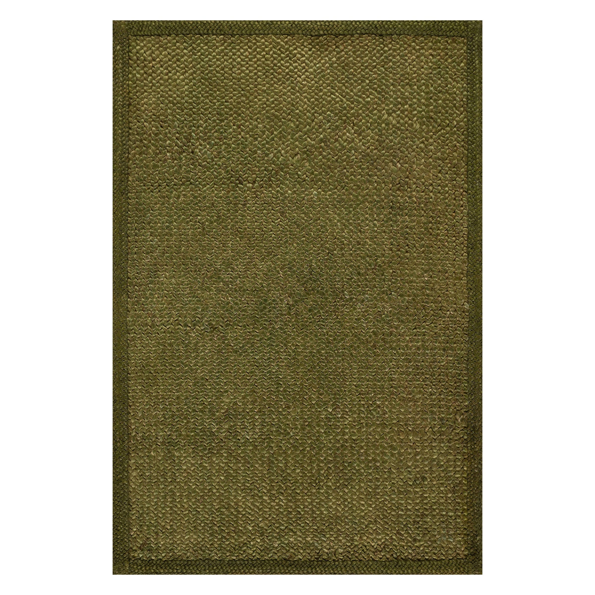Dash & Albert Thale Textured Handmade Jute Rug in Moss, on white
