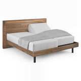 BDi Linq Up-Linq Bed in Natural Walnut, king with an adjustable base raised, headboard light on