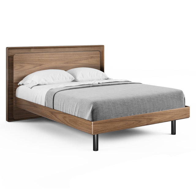 BDi Linq Up-Linq Bed in Natural Walnut, queen, angled view