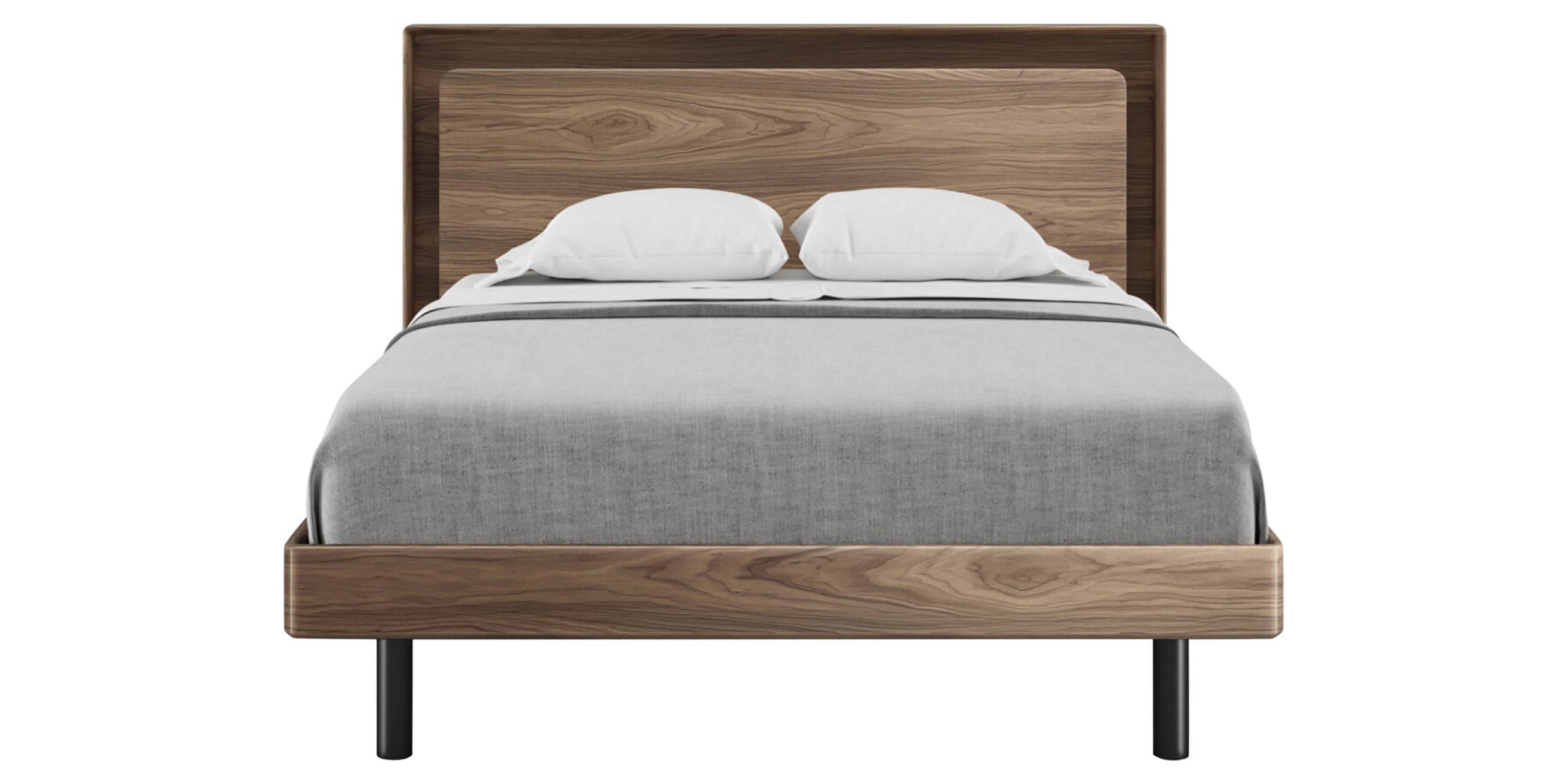 Natural Walnut with Powder Coated Steel and Solid Pine (Queen Size) | BDI Up-Linq Bed | Valley Ridge Furniture