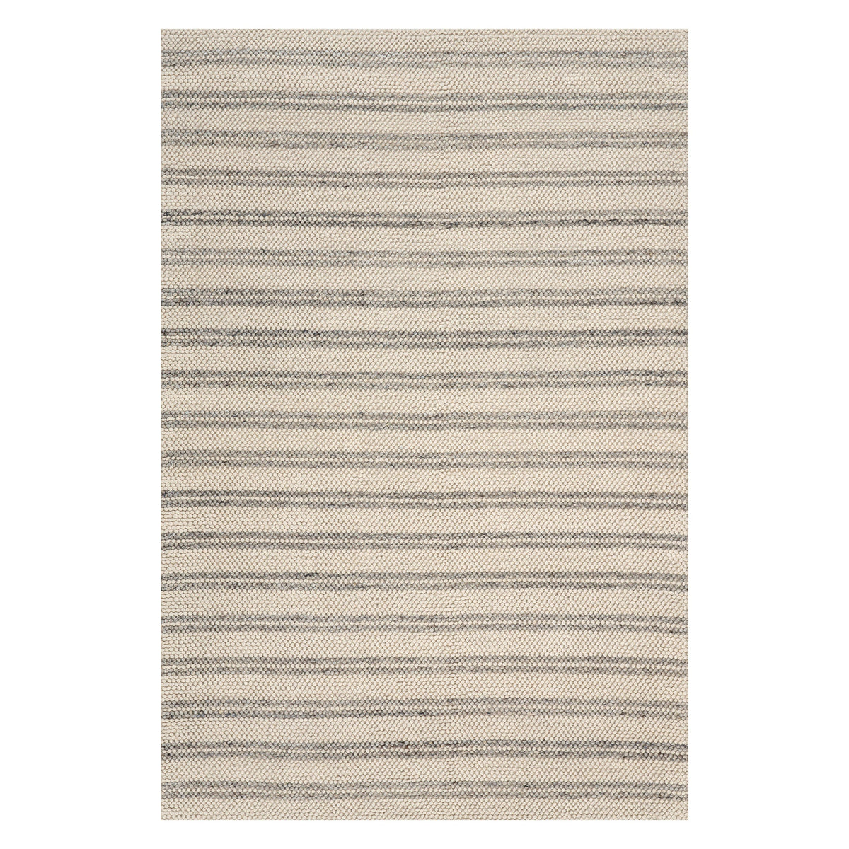 Dash & Albert Venit Modern Striped Farmhouse Rug in Beige, on white