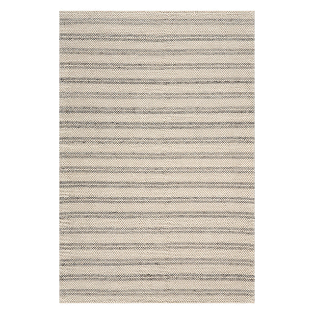 Dash & Albert Venit Modern Striped Farmhouse Rug in Beige, on white
