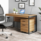 BDi Linea 6221 Desk in Natural Walnut, with a mobile file and task chair, in a home office
