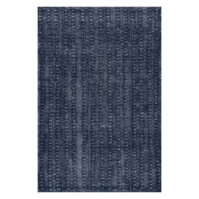 Dash & Albert Vox Chevron Handmade Wool Rug in Navy, on white