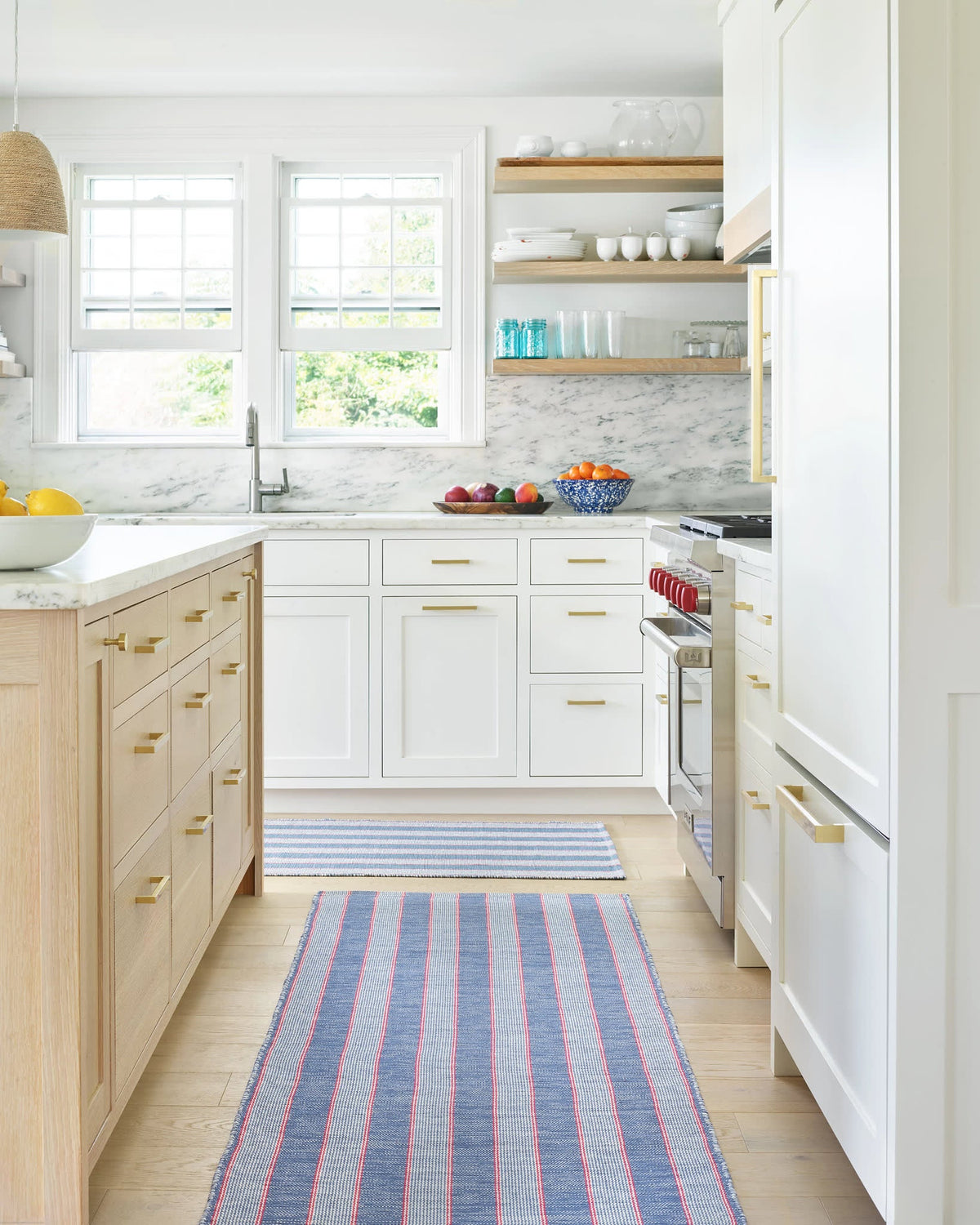 Dash & Albert Hillsgrove Stripe Handwoven Cotton Rug in Denim, kitchen runner