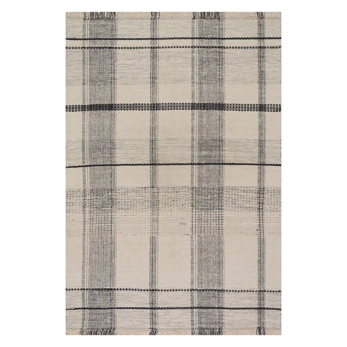 Dash & Albert Zole Plaid Handmade Cotton Rug in Ivory, on white