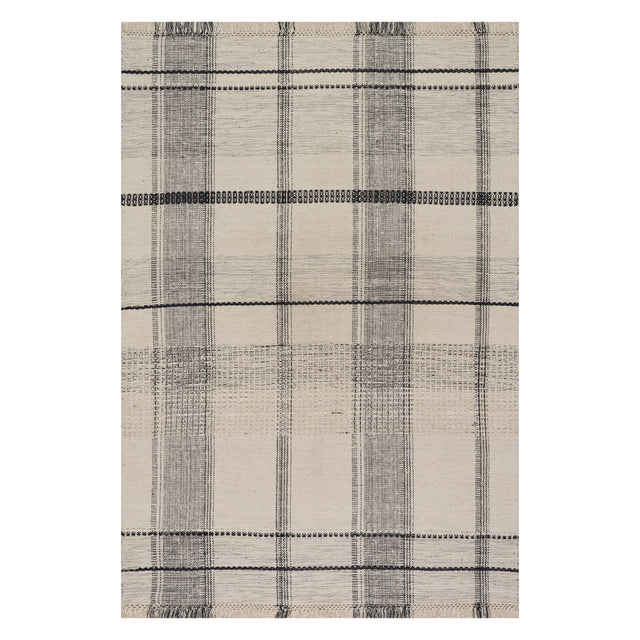 Dash & Albert Zole Plaid Handmade Cotton Rug in Ivory, on white