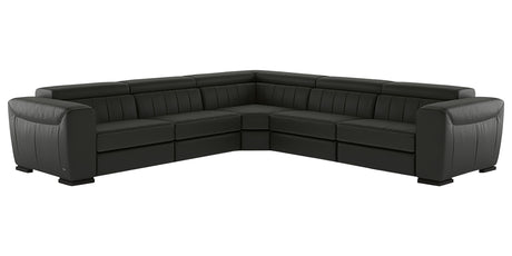 Le Mans Leather Dark Grey with Wenge Wood | Natuzzi Forza Modular Corner Sofa w/Relax Function | Valley Ridge Furniture