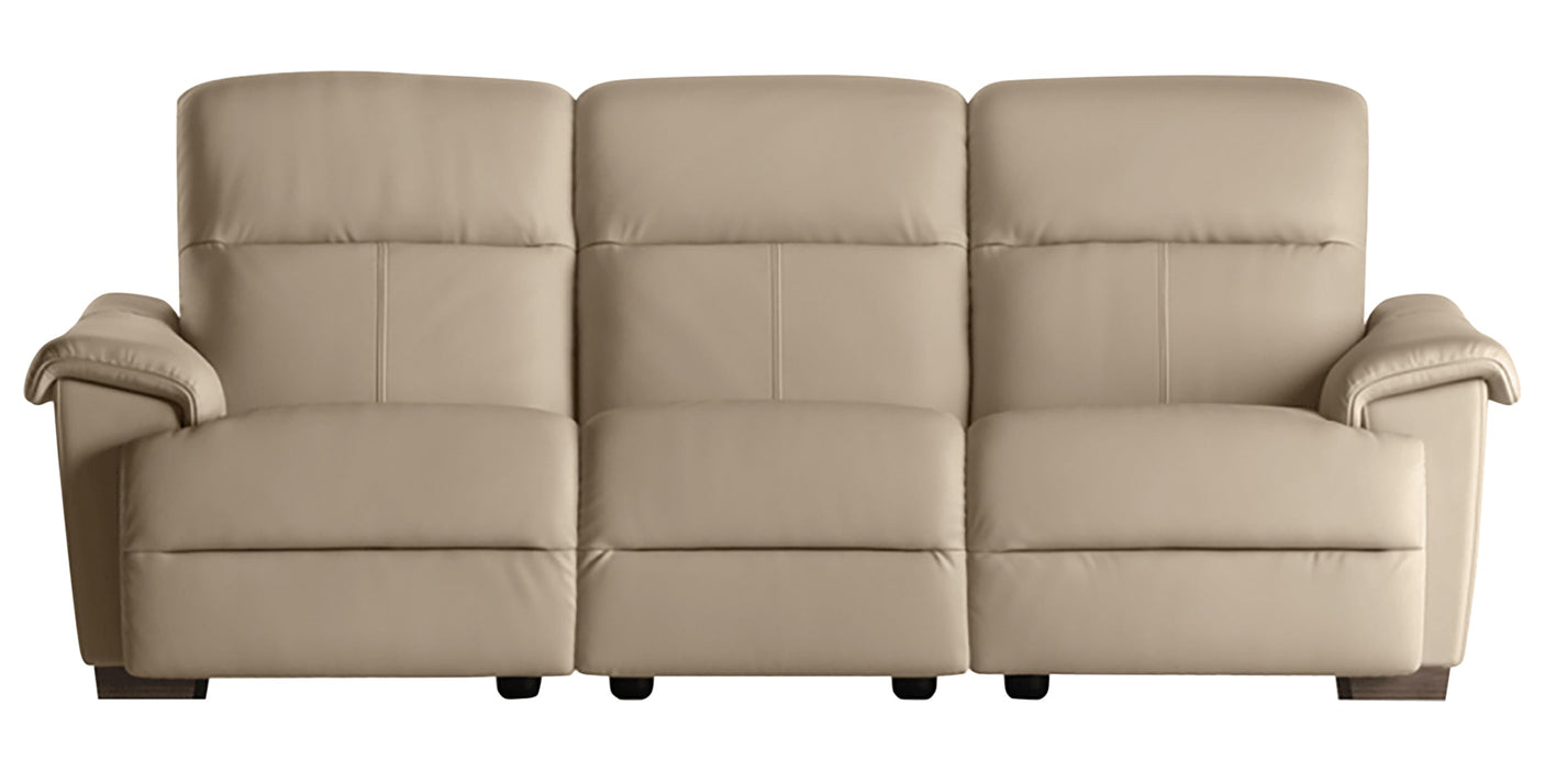 Le Mans Leather Beige with Wenge Wood | Natuzzi Potenza Power Reclining Sofa | Valley Ridge Furniture