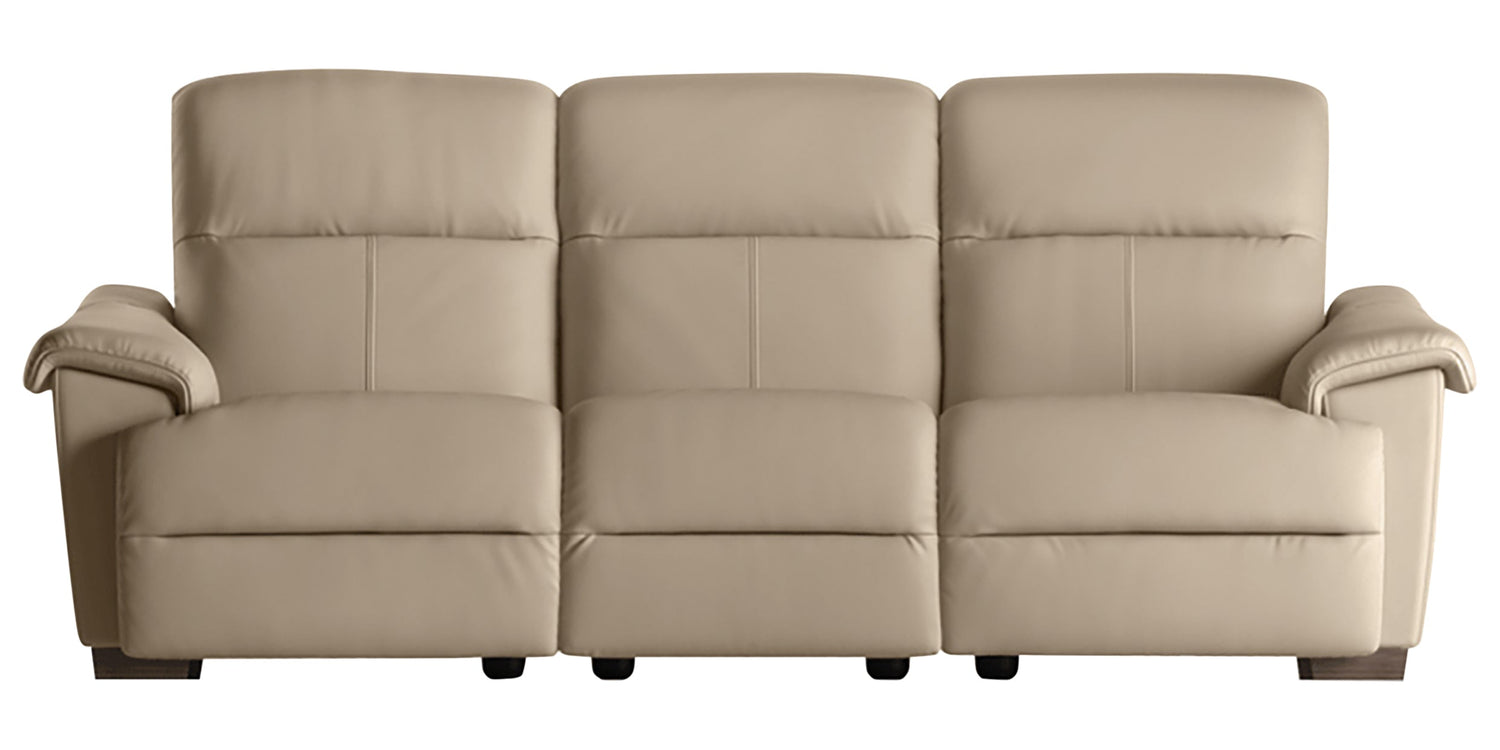 Le Mans Leather Beige with Wenge Wood | Natuzzi Potenza Power Reclining Sofa | Valley Ridge Furniture